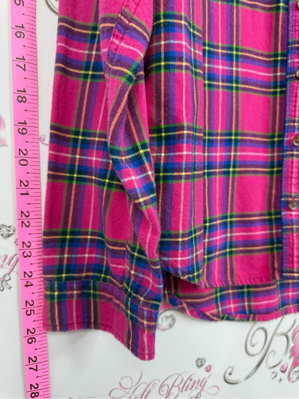Abercrombie & Fitch Hot Pink Plaid Flannel Shirt - Picture 3 of 10